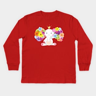 Flowers Elephant Kids Long Sleeve T-Shirt